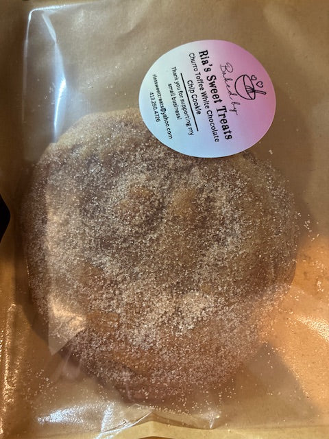 Churro Toffee White Chocolate Chip Cookie